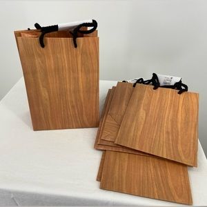 Flying Tiger Paper Gift Bags - 10 in total. Wood Pattern design with Rope Handle